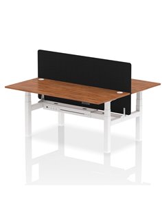 Dynamic Air 1800 x 800mm Height Adjustable 2 Person Bench Desk Walnut Top Cable Ports Screen HA02663