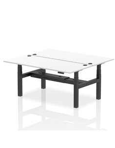 Dynamic Air 1800 x 800mm Height Adjustable 2 Person Bench Desk White Top Cable Ports HA02670