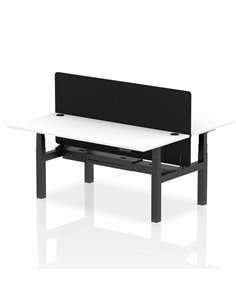 Dynamic Air 1800 x 800mm Height Adjustable 2 Person Bench Desk White Top Cable Ports Screen HA02671