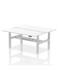 Dynamic Air 1800 x 800mm Height Adjustable 2 Person Bench Desk White Top Cable Ports HA02672