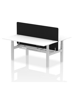 Dynamic Air 1800 x 800mm Height Adjustable 2 Person Bench Desk White Top Cable Ports Screen HA02673