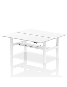 Dynamic Air 1800 x 800mm Height Adjustable 2 Person Bench Desk White Top Cable Ports HA02674