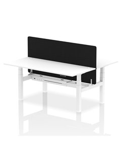 Dynamic Air 1800 x 800mm Height Adjustable 2 Person Bench Desk White Top Cable Ports Screen HA02675