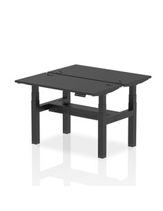 Dynamic Air 1200 x 600mm Height Adjustable 2 Person Bench Desk Black Top Cable Ports HA02826