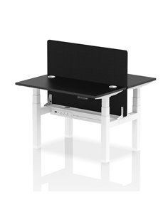 Dynamic Air 1200 x 600mm Height Adjustable 2 Person Bench Desk Black Top Cable Ports Screen HA02831
