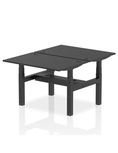 Dynamic Air 1200 x 800mm Height Adjustable 2 Person Bench Desk Black Top Cable Ports HA02844