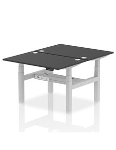 Dynamic Air 1200 x 800mm Height Adjustable 2 Person Bench Desk Black Top Cable Ports HA02846