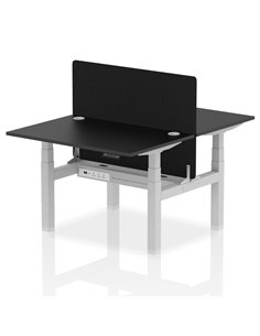 Dynamic Air 1200 x 800mm Height Adjustable 2 Person Bench Desk Black Top Cable Ports Screen HA02847