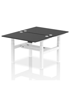Dynamic Air 1200 x 800mm Height Adjustable 2 Person Bench Desk Black Top Cable Ports HA02848