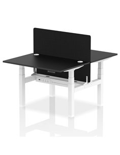 Dynamic Air 1200 x 800mm Height Adjustable 2 Person Bench Desk Black Top Cable Ports Screen HA02849