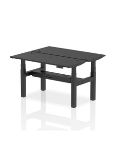 Dynamic Air 1400 x 600mm Height Adjustable 2 Person Bench Desk Black Top Cable Ports HA02880