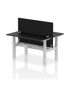 Dynamic Air 1400 x 600mm Height Adjustable 2 Person Bench Desk Black Top Cable Ports Screen HA02883