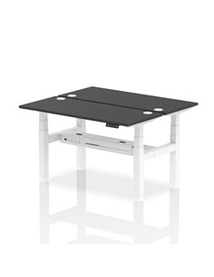 Dynamic Air 1400 x 600mm Height Adjustable 2 Person Bench Desk Black Top Cable Ports HA02884