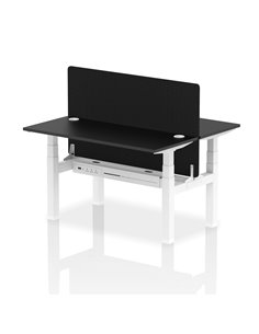 Dynamic Air 1400 x 600mm Height Adjustable 2 Person Bench Desk Black Top Cable Ports Screen HA02885
