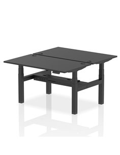 Dynamic Air 1400 x 800mm Height Adjustable 2 Person Bench Desk Black Top Cable Ports HA02898