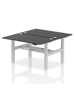Dynamic Air 1400 x 800mm Height Adjustable 2 Person Bench Desk Black Top Cable Ports HA02900