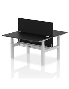 Dynamic Air 1400 x 800mm Height Adjustable 2 Person Bench Desk Black Top Cable Ports Screen HA02901