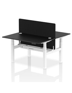 Dynamic Air 1400 x 800mm Height Adjustable 2 Person Bench Desk Black Top Cable Ports Screen HA02903