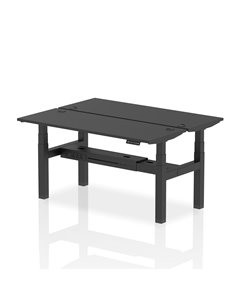 Dynamic Air 1600 x 600mm Height Adjustable 2 Person Bench Desk Black Top Cable Ports HA02934