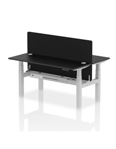Dynamic Air 1600 x 600mm Height Adjustable 2 Person Bench Desk Black Top Cable Ports Screen HA02937