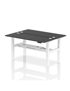 Dynamic Air 1600 x 600mm Height Adjustable 2 Person Bench Desk Black Top Cable Ports HA02938