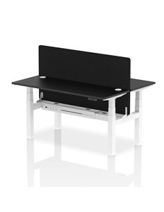 Dynamic Air 1600 x 600mm Height Adjustable 2 Person Bench Desk Black Top Cable Ports Screen HA02939