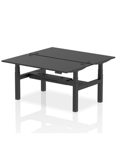 Dynamic Air 1600 x 800mm Height Adjustable 2 Person Bench Desk Black Top Cable Ports HA02952