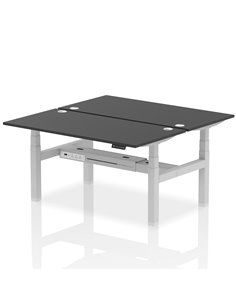 Dynamic Air 1600 x 800mm Height Adjustable 2 Person Bench Desk Black Top Cable Ports HA02954