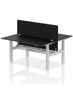 Dynamic Air 1600 x 800mm Height Adjustable 2 Person Bench Desk Black Top Cable Ports Screen HA02955