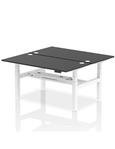 Dynamic Air 1600 x 800mm Height Adjustable 2 Person Bench Desk Black Top Cable Ports HA02956