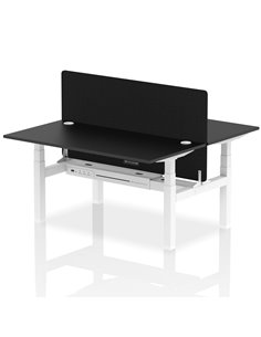 Dynamic Air 1600 x 800mm Height Adjustable 2 Person Bench Desk Black Top Cable Ports Screen HA02957