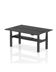 Dynamic Air 1800 x 600mm Height Adjustable 2 Person Bench Desk Black Top Cable Ports HA02988