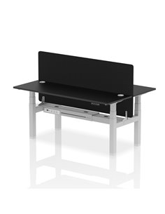 Dynamic Air 1800 x 600mm Height Adjustable 2 Person Bench Desk Black Top Cable Ports Screen HA02991