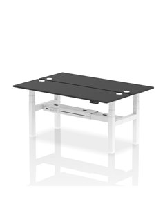 Dynamic Air 1800 x 600mm Height Adjustable 2 Person Bench Desk Black Top Cable Ports HA02992