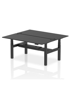 Dynamic Air 1800 x 800mm Height Adjustable 2 Person Bench Desk Black Top Cable Ports HA03006