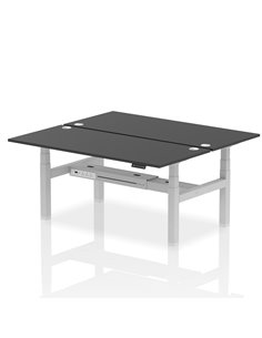 Dynamic Air 1800 x 800mm Height Adjustable 2 Person Bench Desk Black Top Cable Ports HA03008