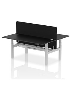 Dynamic Air 1800 x 800mm Height Adjustable 2 Person Bench Desk Black Top Cable Ports Screen HA03009