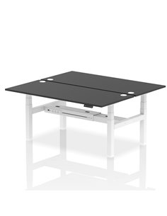 Dynamic Air 1800 x 800mm Height Adjustable 2 Person Bench Desk Black Top Cable Ports HA03010