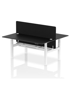Dynamic Air 1800 x 800mm Height Adjustable 2 Person Bench Desk Black Top Cable Ports Screen HA03011