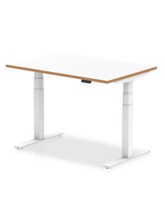 Dynamic Oslo 1200mm Height Adjustable Office Desk White Top Natural Wood Edge OSL0131