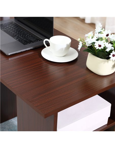 HOMCOM 120cm Computer Desk with Storage Shelves Drawers, Writing Table Study Workstation for Home Office, Walnut Brown - pic 7894 | FastDaddyshop