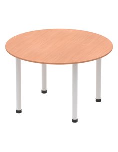 Dynamic Impulse 1200mm Round Table Beech Top Silver Post Leg I000080 2