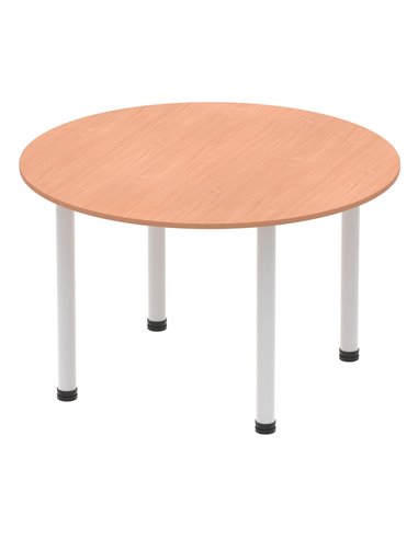 Dynamic Impulse 1200mm Round Table Beech Top Silver Post Leg I000080