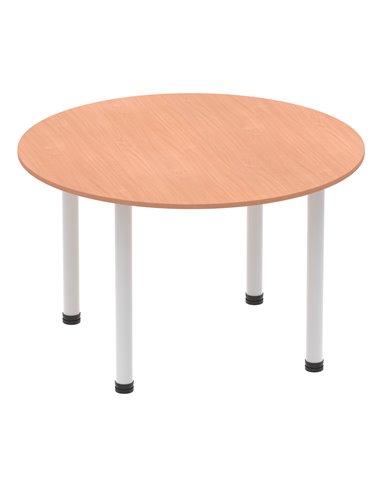 Dynamic Impulse 1200mm Round Table Beech Top Silver Post Leg I000080