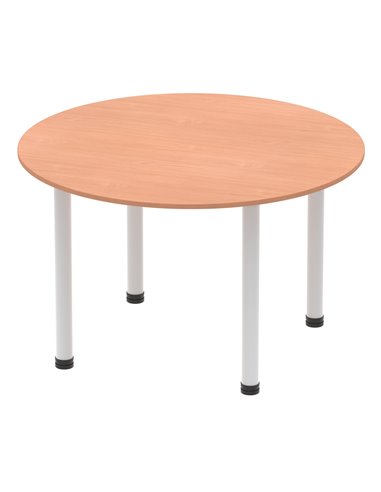 Dynamic Impulse 1200mm Round Table Beech Top Silver Post Leg I000080