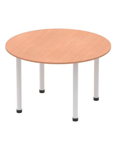 Dynamic Impulse 1200mm Round Table Beech Top Silver Post Leg I000080
