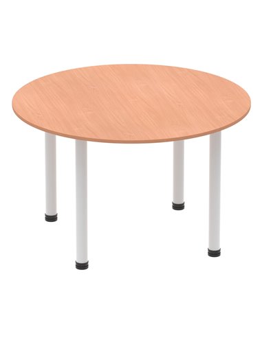 Dynamic Impulse 1200mm Round Table Beech Top Silver Post Leg I000080