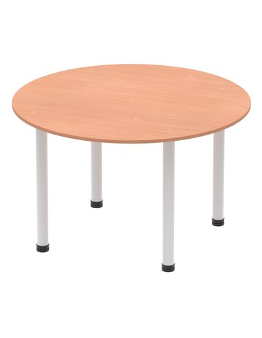 Dynamic Impulse 1200mm Round Table Beech Top Silver Post Leg I000080