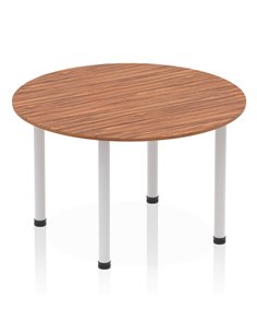 Dynamic Impulse 1200mm Round Table Walnut Top Silver Post Leg I000140