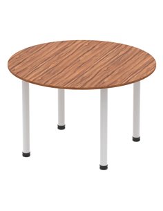 Dynamic Impulse 1200mm Round Table Walnut Top Silver Post Leg I000140 2